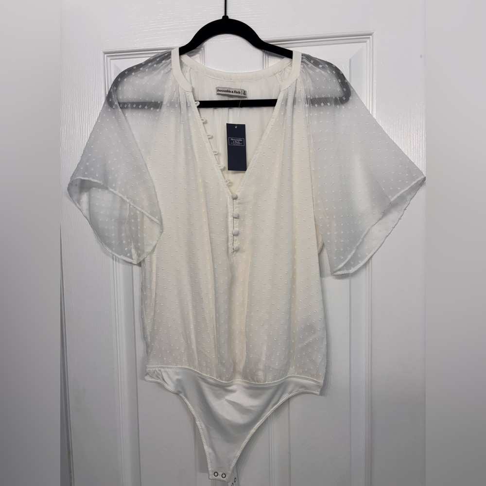 Abercrombie & Fitch White Textured Bodysuit NWT